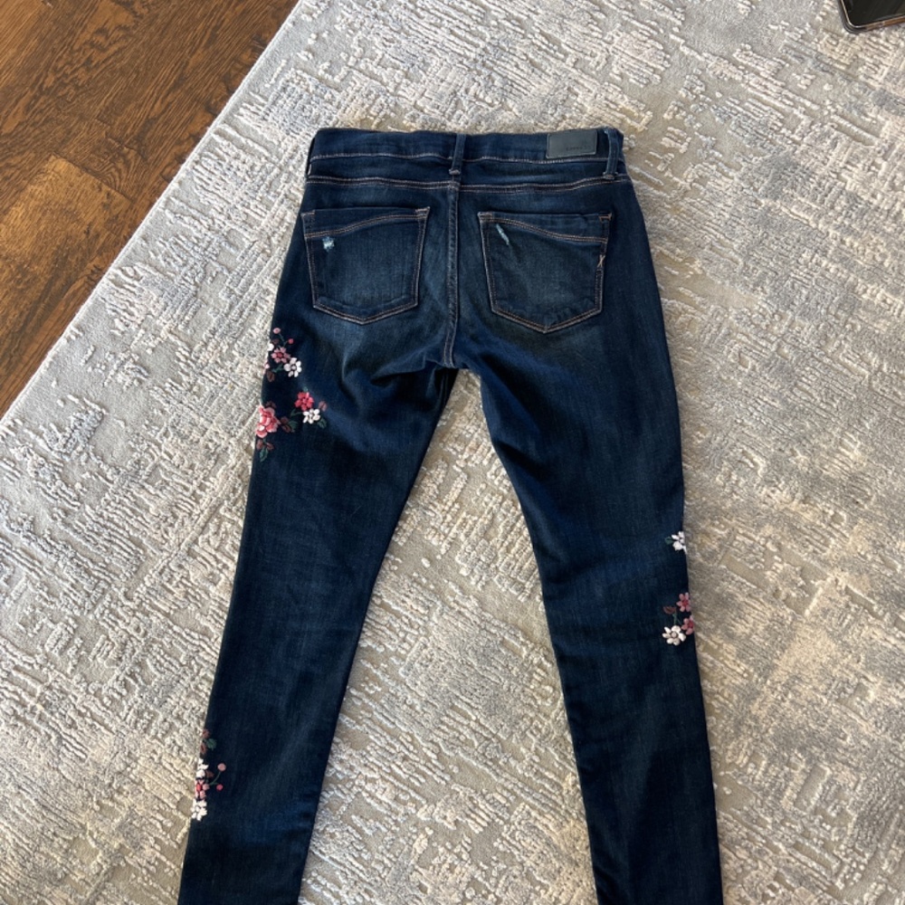 Express Mid Rise Legging Jean Stretch Embroidered Flowers - Picture 4 of 5